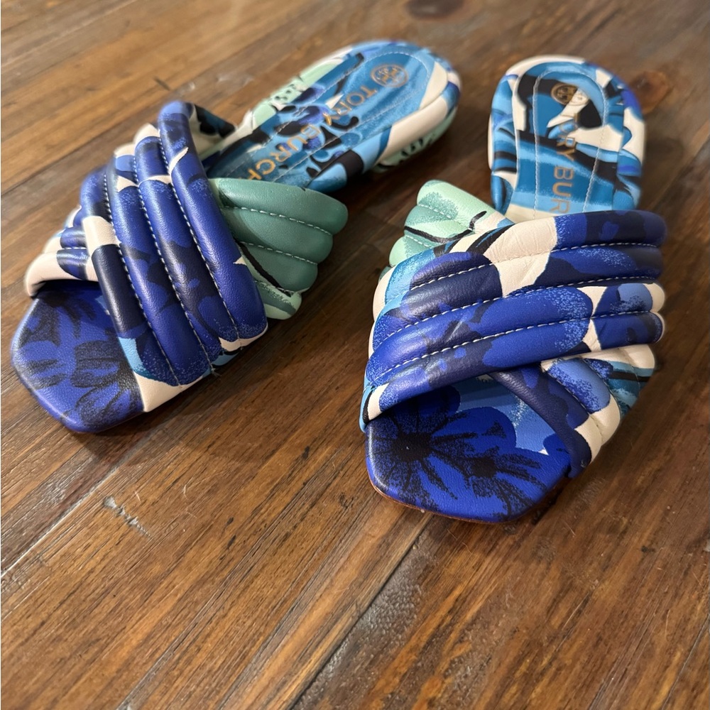 Tory Burch Women Blue Floral  Sandals